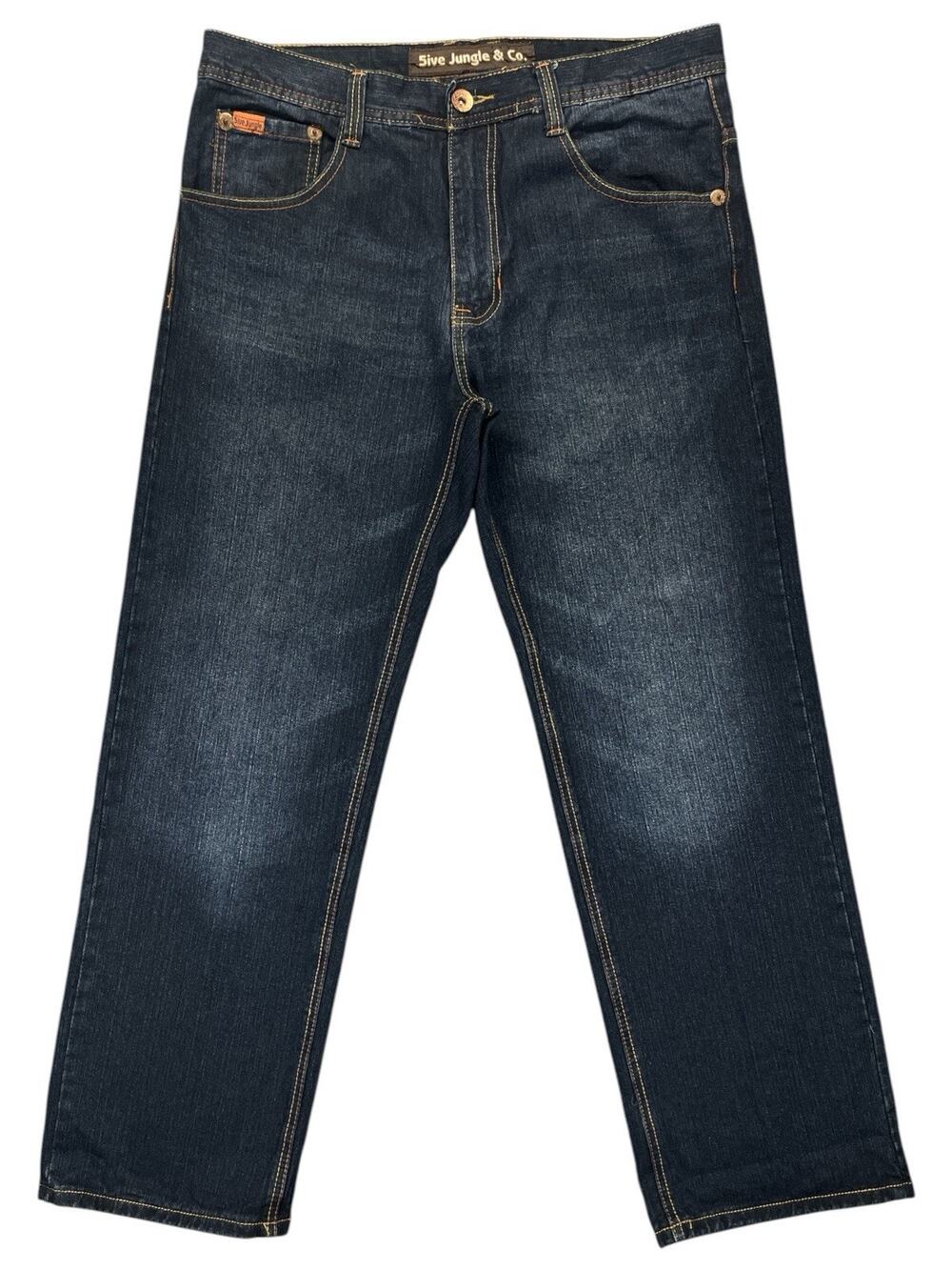 5ive Jungle & Co Jeans Men’s 36 Dark Wash Baggy Y2K Streetwear Embroidered